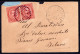 1883 30 GIU COPPIA DEL  C.10 SASS.38 "EFFIGIE DI UMBERTO I"USATO SU BUSTA DA  CENGENICHE   X BELLUNO  MOLTO BELLA - Poststempel