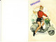 Vespa Dell'anno 1954 Con Ragazza Del Vespa Club Genova Su Cartolina Doppia Illustratore F.mosca (v.scansioni) - Motos