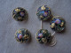 Ancien - 5 Petits Boutons Laiton Et émail 1,6 Mm E.M Paris Art Nouveau - Bottoni