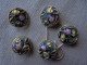 Ancien - 5 Petits Boutons Laiton Et émail 1,6 Mm E.M Paris Art Nouveau - Boutons