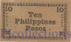 PHILIPPINES 10 PESOS 1944 PICK S677a AU EMERGENCY BANKNOTE - Filipinas
