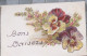 Delcampe - CPA Lot 7 X Litho Illustrateur FLEURS FLEUR THEME PENSEE PENSEES VOEUX LANGAGE PAILLETTES - Collections & Lots