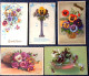 CPA Lot 8 X Litho Illustrateur FLEURS FLEUR THEME PENSEE PENSEES VOEUX LANGAGE PAILLETTES - Collections & Lots