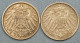 Germany / Deutschland • Lot  2x • 1 Mark • 1907 J – 1915 A• Allemagne • [24-620] - Verzamelingen