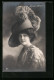 AK Mode 1909, Junge Dame Mit Grossem Hut  - Moda