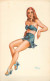 Illustration Signé André Bermond - Pin-up - Belle Femme En Maillot De Bain - Bermond