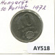 10 FORINT 1972 HUNGRÍA HUNGARY Moneda #AY518.E.A - Ungheria