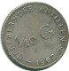 1/10 GULDEN 1962 ANTILLAS NEERLANDESAS PLATA Colonial Moneda #NL12416.3.E.A - Antilles Néerlandaises