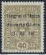 1918 VENEZIA GIULIA, N° 10k  MLH/*  VARIETA' Firmata A.Diena - Otros & Sin Clasificación