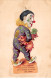 Cochon - N°72373 - Clown Portant Un Cochon Et Un Trèfle - Carte Avec Un Chromo, Carte Recoupée Vendue En L'état - Schweine