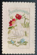 Fantaisie - Carte Brodée - Anniversaire - Cygne Au Milieu D'un Lac Avec Fleurs - Carte Postale Ancienne - Embroidered