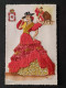 Carte Brodée - Illustrateur - Gumier - Cordoba - Femme En Robe Rouge Brodée - Carte Postale Ancienne - Embroidered