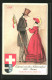 Künstler-AK Aarau, Eidgenössisches Schützenfest 1924, Schütze Mit Dame Im Roten Kleid  - Hunting