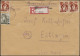 211+215 Freimarken R-Brief Not-R-Zettel BROTDORF über MERZIG 19.3.1947 - Covers & Documents