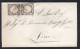 1861, 1 Gr, Vertical Pair, Fair Cut, On Folded Cover From MASSAFRA For Lecce - Naples