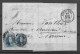 OBP11A (2x) Op Brief Uit 1859 Verzonden Courtrai (P29 8B) Naar Tamines, Met Vertrek- En Aankomststempel - 1858-1862 Medallones (9/12)