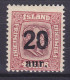 Iceland 1922 Mi. 109, 20 Aur Auf 40 Aur Overprinted Aufdruck ERROR Variety In '0' In 20, MH* (2 Scans) - Neufs