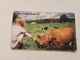 SWEDEN-(SE-TEL-060-0075)-Young Girl-cow-(23)(Telefonkort 60)(tirage-100.000)(512522)-used Card+1card Prepiad Free - Svezia
