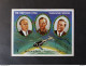 EMIRATI ARABI MANAMA AJMAN 1971 5 RYALS THREE SOVIET HEROES AIRMAIL SHEET MNH - Manama