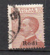 Rodi 1922/23 - 85 Cent  N. 13 Timbrato Sassone 200 Euro - Ägäis (Rodi)