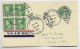 ETATS UNIS USA 1C BLOC DE 4 SUR ENTIER ONE CENT POST CARD AIR MAIL HOUMA OCT 4 1947 L.A - 2c. 1941-1960 Brieven