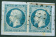 France   10  En Paire Sur Fragment Lettre Ob Roulette De Points   Voir Scan Et Description   - 1852 Luigi-Napoleone