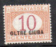 Oltre Giuba 1925  Segnatasse N. 2 10 Cent Nuovo MLH* Sassone  45 € Centrato - Oltre Giuba