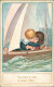 BERTIGLIA SIGNED 1920s POSTCARD - KIDS KISSING ON THE BOAT '' A TOUTES VOILES - N. 2073/3 (5468) - Bertiglia, A.