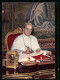 AK Papst Paul VI. An Seinem Schreibtisch Mit Einer Brille Beim Unterzeichnen Von Dokumenten  - Papes