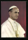 AK Papst Paul VI. In Weisser Soutane Mit Goldenem Kreuzanhänger Und Pileolus  - Papi