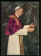 AK Papst Paul VI. Im Seidenen, Roten Fanon In Begrüssender Haltung  - Popes