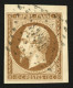 10c Type II (n°13B) Coin De Feuille Oblitéré. Pièce Choisie. Superbe. - 1853-1860 Napoleone III