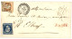CAMPAGNE D' ITALIE : 1856 20c (n°14) Pd + 40c (n°16) Obl. GRILLE + CORPS EXPEDITIONNAIRE D' ITALIE 2e DIVISION + CHARGE  - Army Postmarks (before 1900)