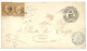 EXPEDITION De COCHINCHINE : 1863 FRANCE 10c (n°13)x2 Obl. CCH + COR. D'ARMEES SAIGON En Bleu + Grand Cachet ETABLISSEMEN - Armeestempel (vor 1900)