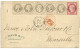 1873 Superbe Bande De 5 Du 4c Lauré (n°27) + 80c CERES Obl. GC 5118 + YOKOHAMA BAu FRANCAIS Sur Lettre Pour La FRANCE. C - 1849-1876: Classic Period