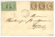 LIGNE S : 1872 Paire 5c Vert Pâle Sur Bleu (n°35) + 30c (n°30)x3 Obl. ANCRE + YOKOHAMA PAQ. FR. S N°2 Sur Lettre Pour LY - 1849-1876: Période Classique