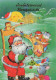 PAPÁ NOEL Animales NAVIDAD Fiesta Vintage Tarjeta Postal CPSM #PAK504.ES - Santa Claus