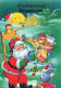 PAPÁ NOEL Animales NAVIDAD Fiesta Vintage Tarjeta Postal CPSM #PAK504.ES - Santa Claus