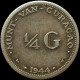 LaZooRo: Netherlands Curacao 1/4 Gulden 1944 VF / XF - Silver - Curacao