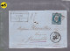 Un Timbre N° 14 Napoléon III     20 C   Bleu  Sur Lettre    Pour   Grenoble    1859 - 1853-1860 Napoleon III