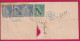 LA REUNION N°20X3 + 22 CAD BLEU ST DENIS 1892 RECOMMANDE POUR NANTES SUR FRAGMENT DE LETTRE - Brieven En Documenten