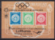 1972 Uruguay Olympic Games Munich OVERPRINT PROOF And Mnh Sheet Bloc S/s Yv H21 -  Aviation Flight Inaug Lufthansa - Sommer 1972: München