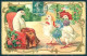 Greetings Anthropomorphic Dressed Dove Relief Postcard HR0418 - Other & Unclassified