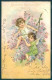 Greetings Angel Putto Flowers Serie 5309 Relief Postcard HR0499 - Autres & Non Classés
