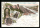 Lithographie Heidelberg, Panorama, Scheffel Denkmal & Der Zwerg Perkeo  - Heidelberg