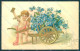Greetings Angel Eros Myosotis Flower Serie 286 Relief Postcard HR0503 - Autres & Non Classés
