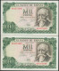 1000 Pesetas. 17 De Septiembre De 1971. Pareja Correlativa. Serie 4N. (Edifil 2 - Other & Unclassified