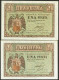 1 Peseta. 28 De Febrero De 1938. Pareja Correlativa. Serie E. (Edifil 2021: 427 - Altri & Non Classificati