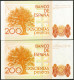 200 Pesetas. 16 De Septiembre De 1980. Pareja Correlativa. Sin Serie. (Edifil 2 - Andere & Zonder Classificatie