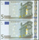 5 Euros. 1 De Enero De 2002. Pareja Correlativa. Firma Trichet. Serie V (España - Autres & Non Classés